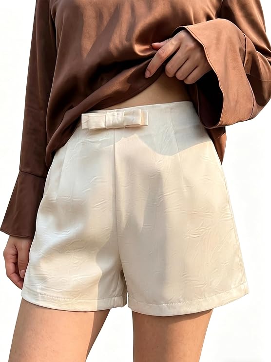 Womens Shorts Casual 2026 Summer High Waist Back Zipper Tailored Shorts Beach Dressy Work Wide Leg with Pockets