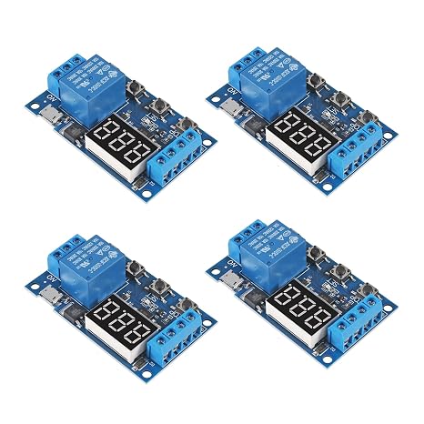 4pcs DC 6-30V Timer Relay Programmable Delay Relay Module Cycle Timer with LCD Display / 5V Micro USB, Smart Home Controller
