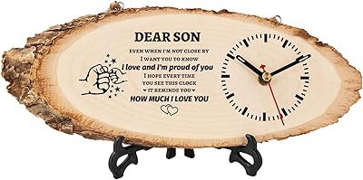 BeauGift Gifts for Son, Wooden Clock Gifts for Son from Mom Dad, Birthday Gifts for Son in Law, Present from Mother Father to My Son