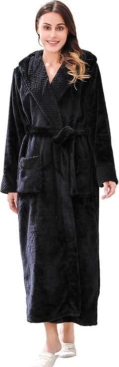 Richie House Women's Soft Warm Fleece Bathrobe with Hood Size S-XL RHWN2233