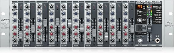 Behringer RX1202FX V2 Premium 12 Input Microphone/Line Rack Mixer with XENYX Microphone Preamps UK EQs and Multi-FX Processor