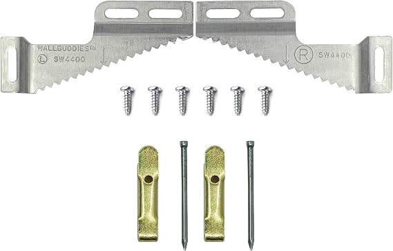 Wall Buddies Small Hanger for Wood Picture Frames - Supports 30 lbs - 5 Pack- Includes Wall Hooks, Nails and Screws