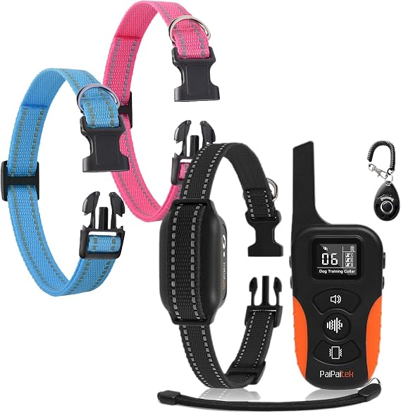 No Shock Dog Training Collar with Remote 3300ft Range, Strong Vibrating Dog Collar Beep and Vibrate Only, Waterproof & Rechargeable Vibration Collar for Small Medium Large Dogs - No Prongs