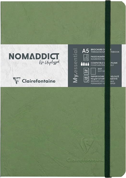 Clairefontaine - Ref 793433 - My Essential Notebook - Dot Grid - A5 - Moss Green