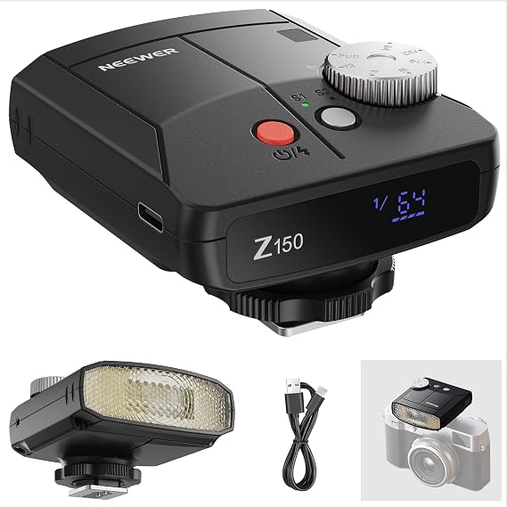 NEEWER Mini Camera Flash Light 20W GN15 Speedlite 640 Full Power Flash/3.1s Recycle/6000±200K, Manual 1/64-1/1 Power & S1/S2 Mode, 1200mAh, Compatible with Sony ZV1 Canon Nikon Fujifilm, Z150