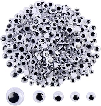 DECORA 500 Pieces 6mm -12mm Black Wiggle Googly Eyes with Self-Adhesive for Crafts Decorations