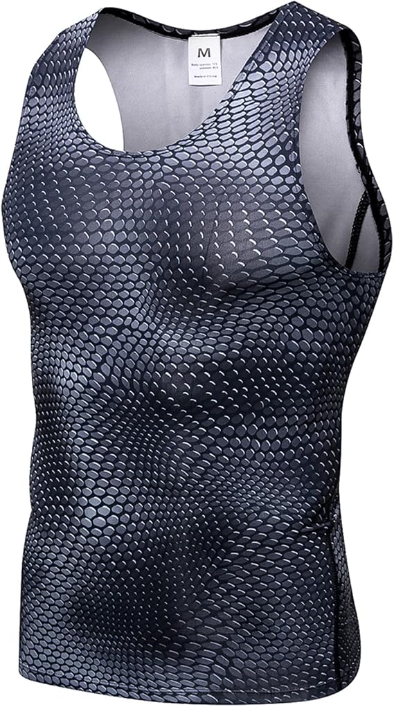 Mens Gym Running Vests Compression Tank Tops Sleeveless Sports T-Shirts for Fitness Training Basketball Gym