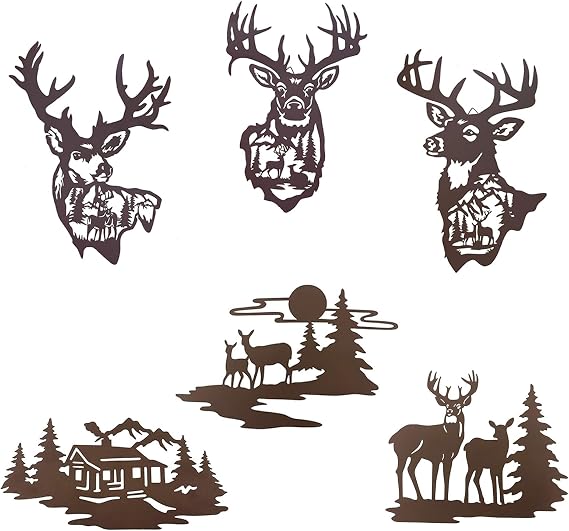 BVLFOOK Cabin Deer Wall Art Decor