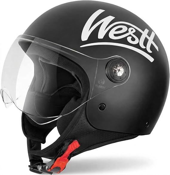 Westt 3/4 Open Face Motorcycle Helmet With Clean Visor - DOT Approved Vintage Moped Scooter Helmet for Men and Women