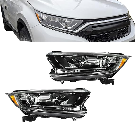 Driver Side and Passenger Side Headlights Assembly Halogen Replacement for Honda CRV 2017-2022 Housing Chrome Lamp LH RH 2PCS 33150-TLA-A01 33100-TLA-A01