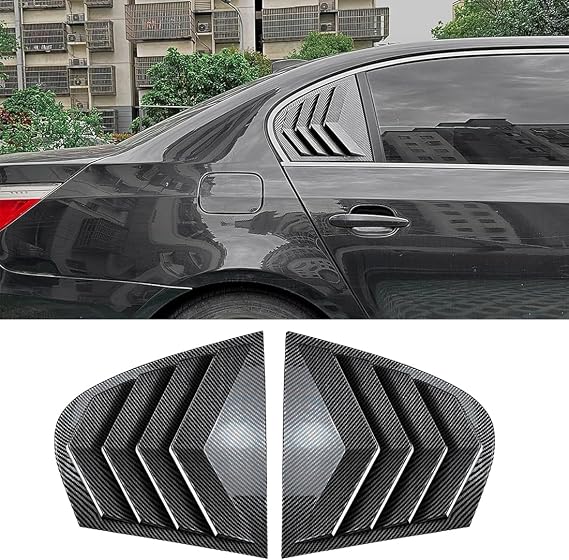 XITER 2PCS ABS Carbon Fibre Racing Style ABS Rear Side Window Louvers Air Vent Scoop Shades Cover for BMW 5 Series 2004 2005 2006 2007 2008 2009 2010 E60 Sedan(Carbon Fiber BLACK)