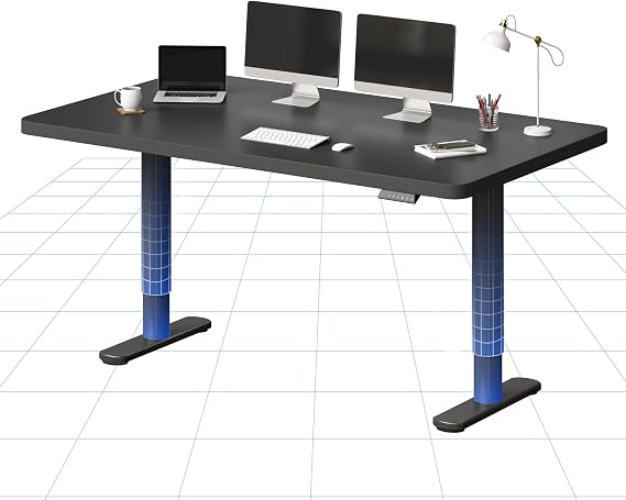 FLEXISPOT Electric Standing Desk One Piece Desktop CylineX 140x80, Height Adjustable Sit Stand Up with Memory Smart Panel, Black