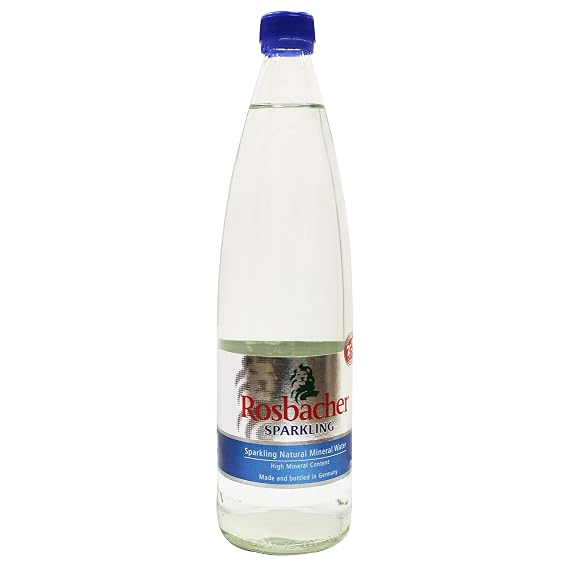 Rosbacher Sparkling Natural Mineral Water, 26.4 Fl Oz (750mL) | Imported High Mineral Content Water in Glass Bottle