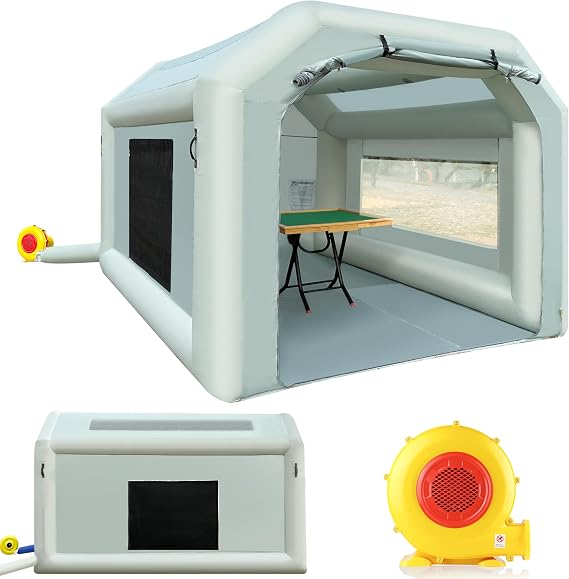 10.8x8.2x7.2Ft Inflatable Paint Booth with 480W Blower Professional Inflatable Spray Booth Portable Painting Booth Tent Upgrade with Air Filter System