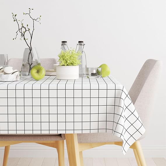 Black and White Checkered Tablecloths 2 Pack Gingham Plastic Table Cloth Disposable 54 x 108 Inch Waterproof Table Cloths Dining Table Cloth for Picnics Parties Birthdays Weddings
