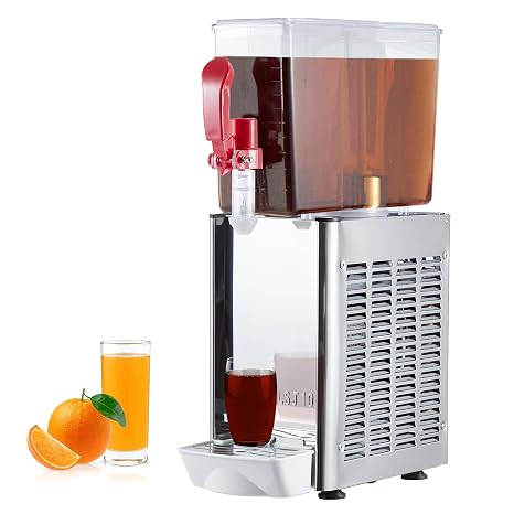10L Commercial Beverage Dispenser, 1 Tank Stainless Steel Refrigerated Drink Mach with Mixer & Infuser, for Cold Drink Preservation