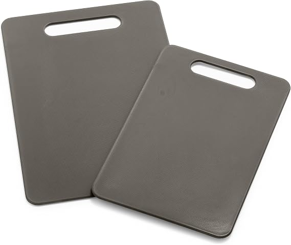 GreenLife Cutting Board Set 8x12" & 10x14", Extra Durable, Meal Prep, Non-Slip, Grip Handles, Crack Resistant, Dishwasher Safe, Reversible, Versatile Kitchen Essentials, Gray
