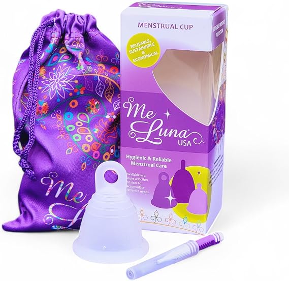 Most Customizable Menstrual Cup with Ring Handle | MeLuna Me Luna | Comfortable Period Cup Reusable Cup | Tampon Pad Alternative for Low Cervix | Shorty