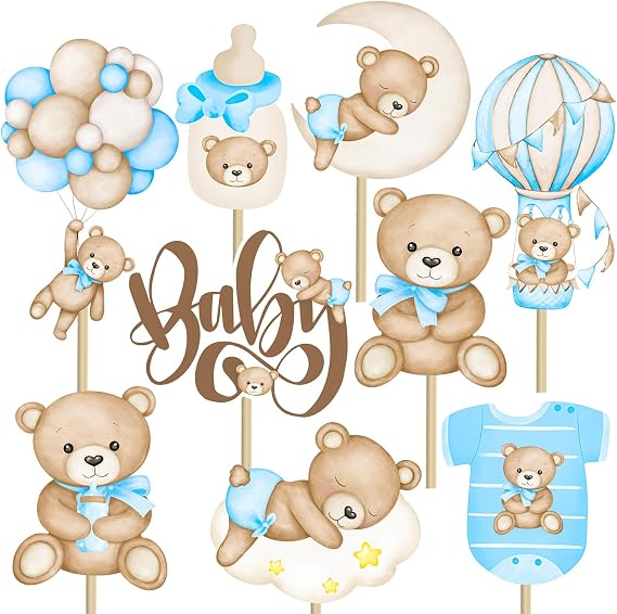 Teddy Bear Centerpiece Sticks Bear Baby Shower Centerpieces for Table We Can Bearly Wait Baby Shower Decorations 30PCS Oh Baby Bear Table Toppers Bear Centerpieces for Boy Gender Reveal Party