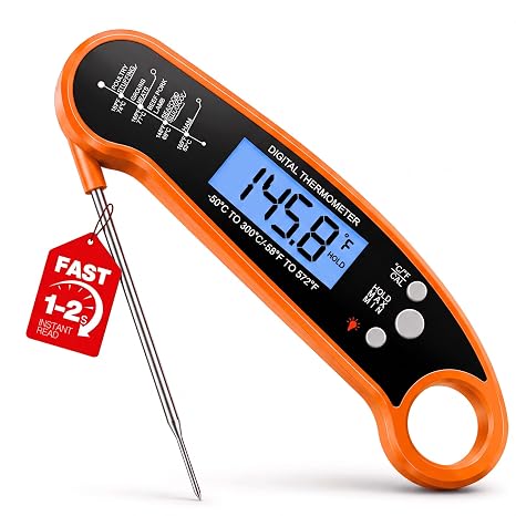 Digital Meat Thermometer, Instant Read Food Thermometer for Cooking, Orange