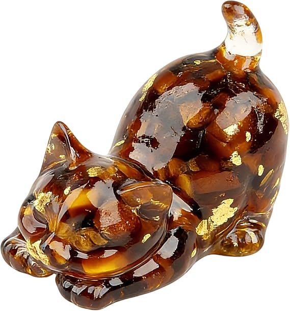 Tiger Eye Crystal Cat Ornaments Figurine 1.6” Mother's Day Valentines Gifts