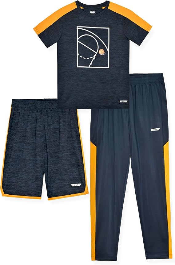 Hind Boys Clothing Set 3-Piece T-Shirt, Jogger Pants & Shorts Comfortable Activewear for Boys Sizes 5-12