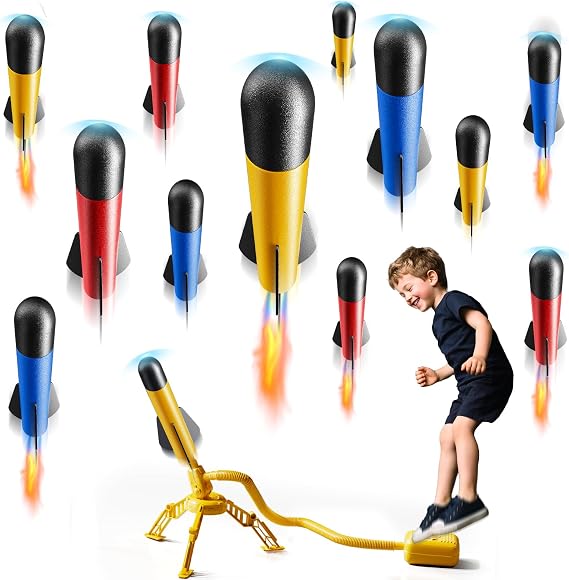 Rocket Launcher for Kids, Outdoor Toys with 12 Rockets