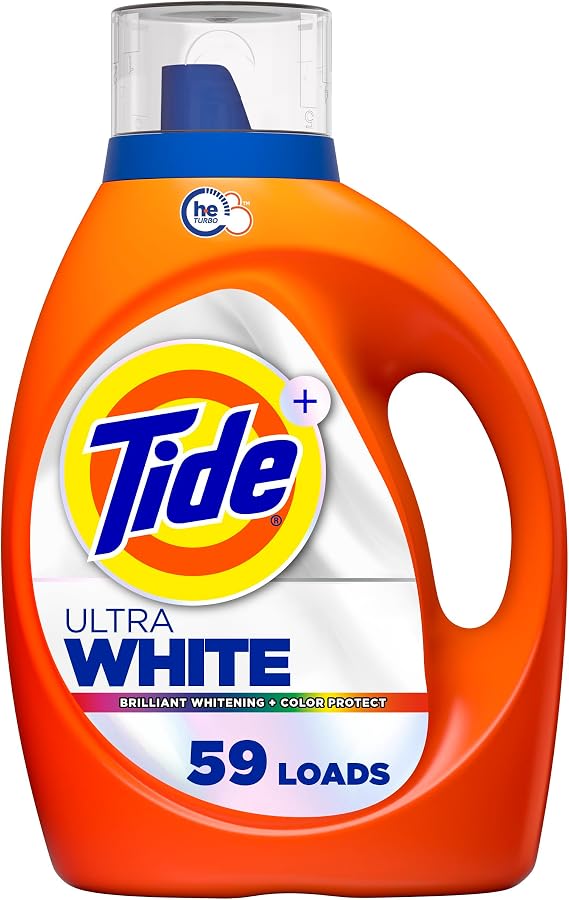 Tide Ultra White Liquid Laundry Detergent, 84 fl oz, 59 Loads, Laundry Detergent Liquid for Bright Whites and Colors
