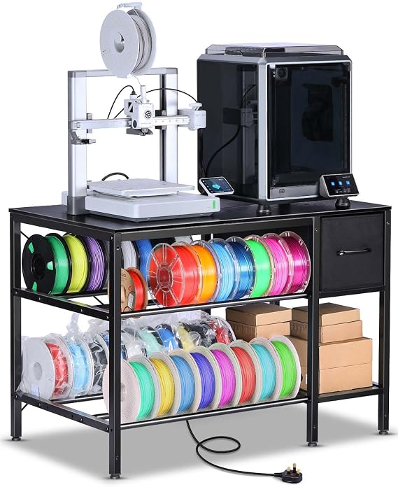 3D Printer Stand with Filaments Storage - 3D Printer Table Filament Storage Rack Heavy Duty 3D Print Desk with Drawer for Workshop Studio Office
