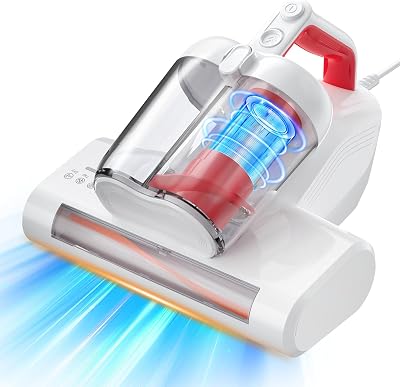 Mattress Vacuum Cleaner, 16Kpa 600W Bed Vacuum Cleaner with 253.7nm UV-C Light & Heating Tech & 40000 RPMMin Brushroll Rotation, Widened Suction Port, Corded