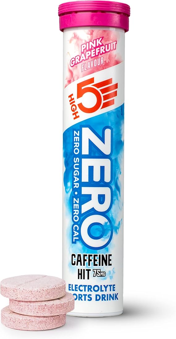 HIGH5 ZERO Caffeine Hit ElectrolyteTablets, Hydration Tablets Enhanced with Vitamin C, 0 Calories & Sugar Free, Boost Hydration, Performance & Wellness, Pink Grapefruit, 20 Tablets (20x, Pack of 1)