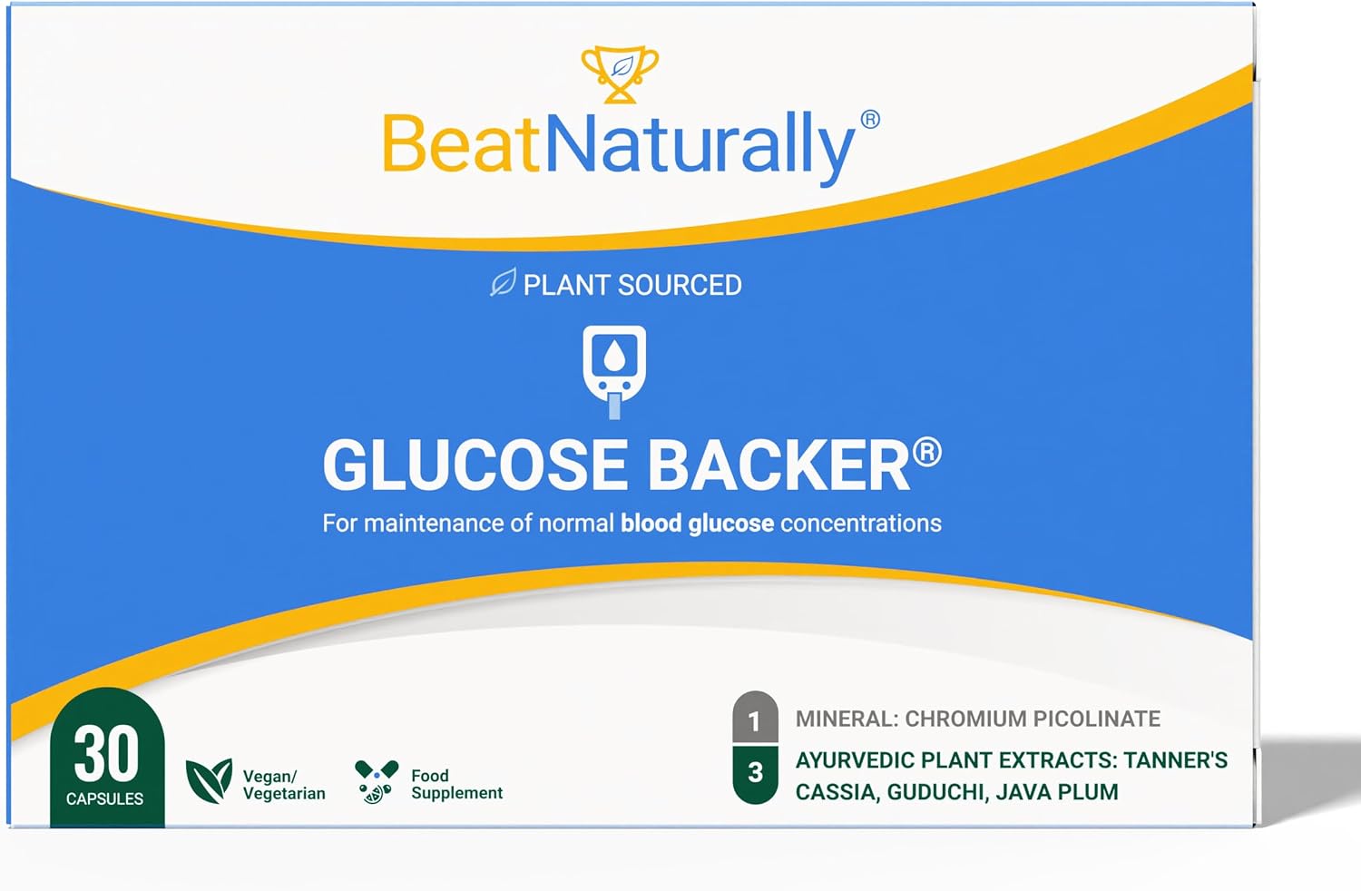 Blood Sugar Support Capsules - 4-in-1 Formula with Chromium Picolinate, Tanner’s Cassia, Syzygium Cumini, and Guduchi - Supports Glucose Metabolism, Energy Balance, and Fatigue Relief - 30 Capsules