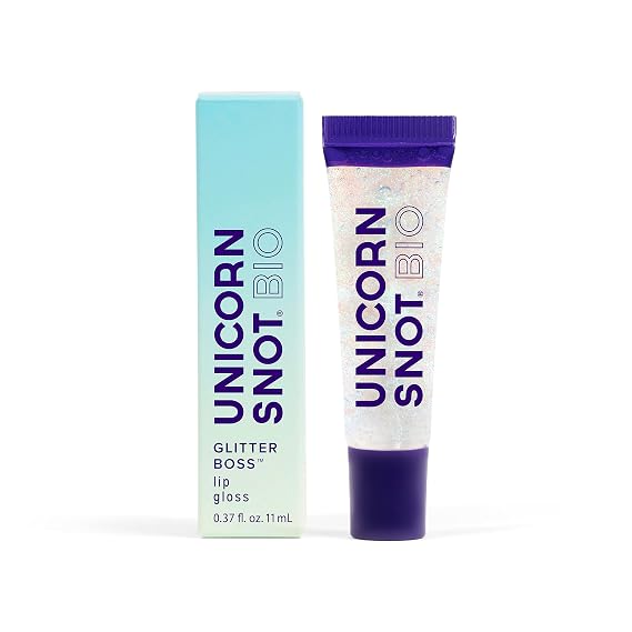 UNICORN SNOT Plant-Based Glitter Lip Gloss | Sparkly & Shimmer Lips for Christmas Glitter Makeup | Vegan & Cruelty Free 0.37 fl oz (BIO Galaxy)