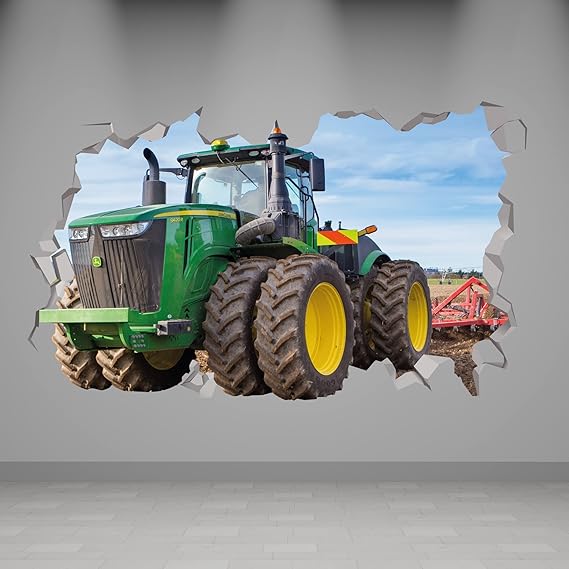 Tractor Stickers - Tractor Wall Decals for Boys Room - Truck Room Decor for Boys - Construction Wall Decor Art Peel & Stick - Tractor Vinyl Decal - Tractor Wall Decals 3D Art