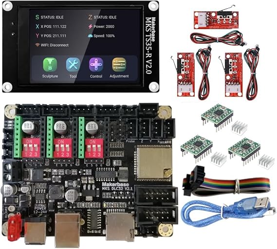 3 axis CNC Shield 32bits ESP32 GRBL Breakout Board MKS DLC32 V2.1 Control Plate TS35 LCD Display Offline Controller CNC3018 Parts for Desktop Laser Engraver Machine