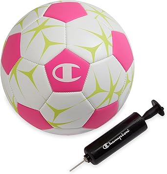 Champion Soccer Ball Youth & Adult Matte Finish, 32-Panel Design, Enhanced Control, Sizes PVC Cover, Sizes 3,4 and 5 for Indoor & Outdoor Training, Includes 6" Pump