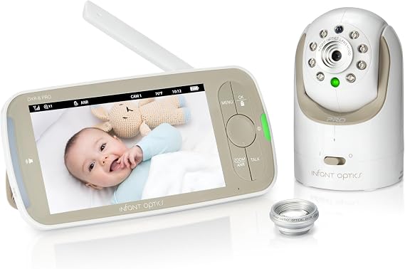 Infant Optics DXR-8 PRO - Patented Active Noise Reduction (ANR), 5 HD Video Baby Monitor with 1 Camera, No WiFi, Hack-Proof,Pan Tilt Zoom, Interchangeable Lens