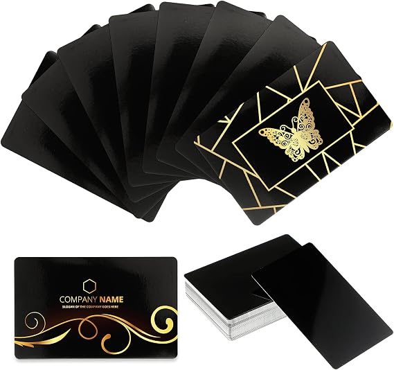 Tenare 100 Pcs Metal Business Cards Black Blanks Anodized Aluminum Custom Name Cards for DIY Laser Engraving Multipurpose Personalized Pattern 3.4 x 2.1 Inch Thickness 0.01 Inch