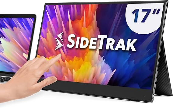 SideTrak Solo 17.3 Touchscreen Portable Full HD LED Monitor, Laptop Dual Screen Computer Extender with Large Display Cover, for PC, Gaming & Chrome, HDR Enabled, Powered by USB-C or HDMI