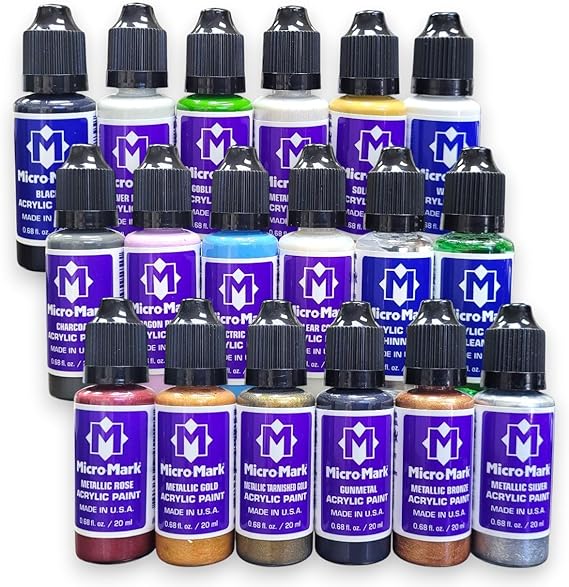 Micro-Mark Fantasy 18-Piece Acrylic Paint Set High-Pigment Fantasy Colors for Models, Miniatures, Figures & DIY Crafts