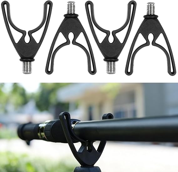 4 Pack Fishing Rod Pod & Bank Sticks Set with V-Back Butt Rests, Heavy Duty Durable Construction for Carp Fishing, Stable Support Fits All Rod Pods & Bank Sticks