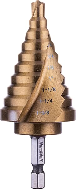 HSS Titanium Step Drill Bit with 1/4" Hex Shank 10 SAE Sizes 1/4" to 1-3/8"