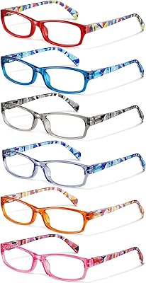 Reading Glasses for Women Men - 5 Pack Blue Light Blocking Spring Hinge Computer Readers Anti Glare UV Eyeglasses