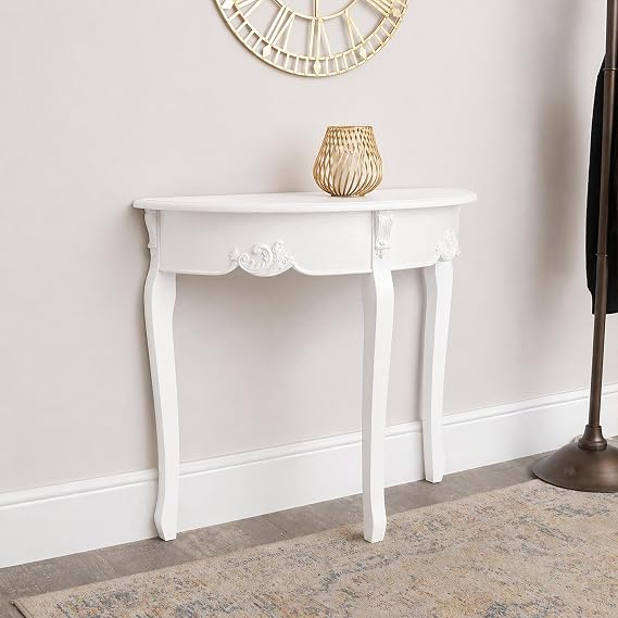 Melody Maison Antique White Half Moon Console Table - Pays Blanc Range