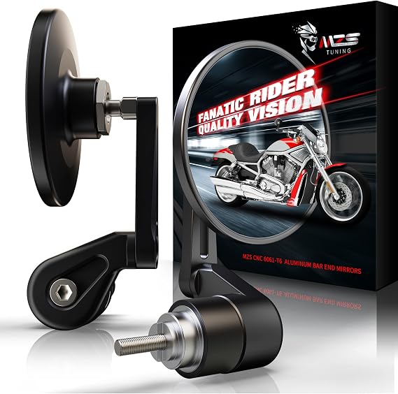 MZS Bar End Mirrors, Motorcycle Handlebar Mirrors Round Black Compatible with CB300F CB300R CB500F CB500X CB650F CB750 CB1000R CBR250R CBR300R CBR500R CBR 600 F4 F4i CBR600RR CBR650F CBR1000RR NC750X