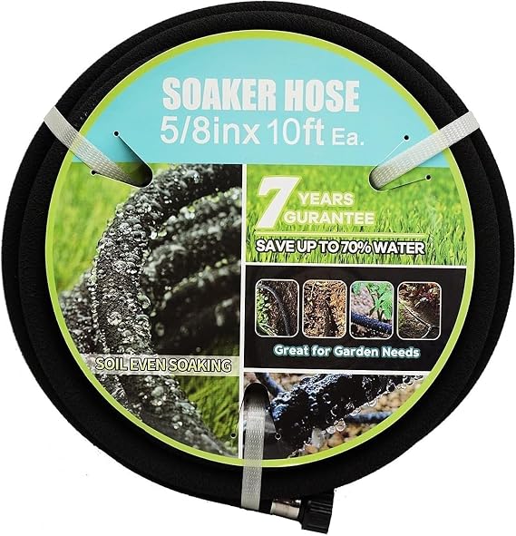 Soaker Hose 5/8" 10ft Round Rubber Garden Soaker Hoses