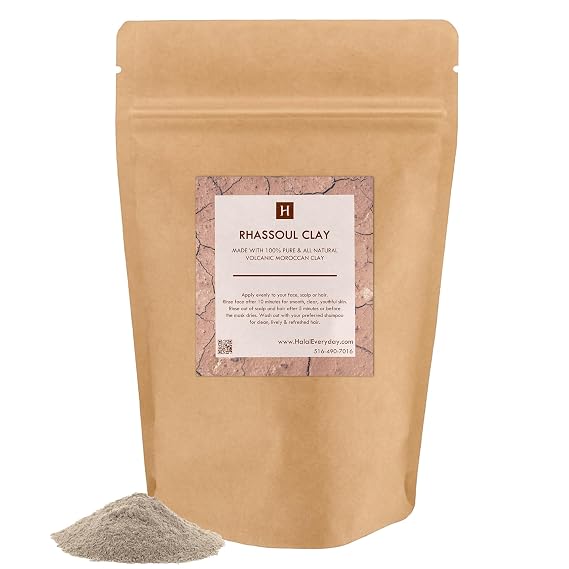 HalalEveryDay Rhassoul Clay 1 lb, Moroccan Ghassoul Clay Powder for DIY Face Masks, Hair Masks, Soap Making, Bath Projects, and Personal Care Formulations