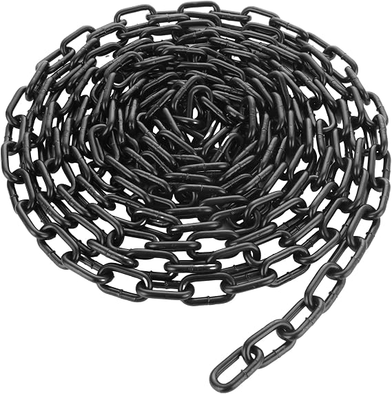 ABuff 1/4'' 19.68Ft Black Chain Link, 6M Heavy Duty Metal Chain Links 6mm Carbon Steel Coil Chains, Metal Porch Swing Chains Gate Chainn for Outdoor Fence Gate Bike Cycle Security Lock