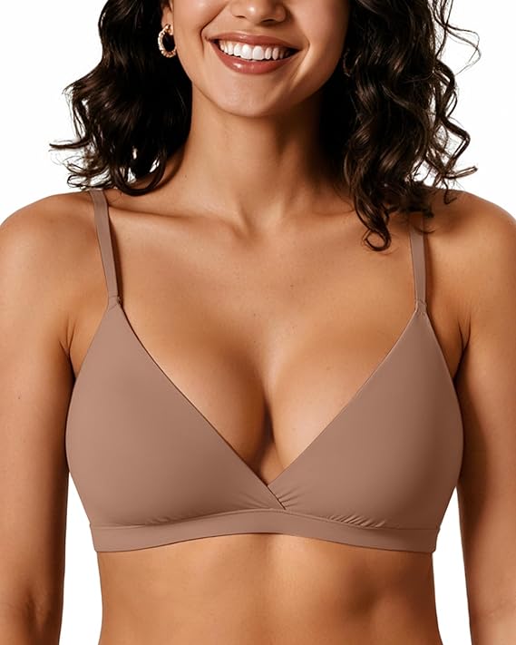 LetsJoli Triangle Bralettes for Women Wireless Bras Plunge Unlined No Underwire Seamless Comfortable Everyday Bras