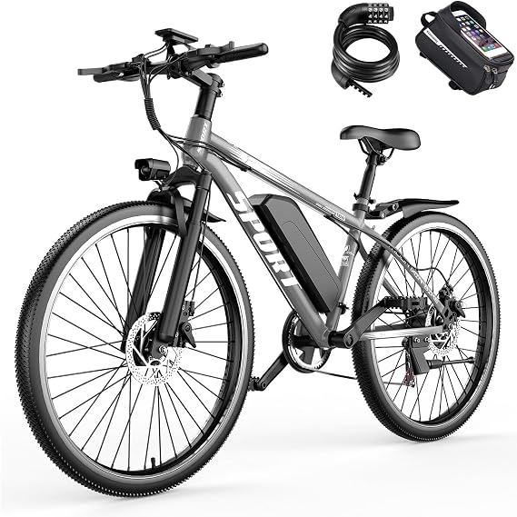 ASKGO Electric Bike for Adults, 26" Tires Electric Mountain Bike, 1500W Peak Ebike, 48V 10.4Ah Removable Battery, Up to 65 Miles, Electric Bicycle for Commute Campus, Front Fork Suspension